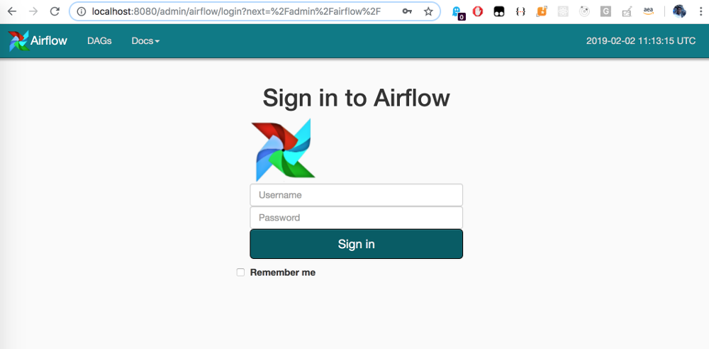 AIRFLOW LOGIN PAGE